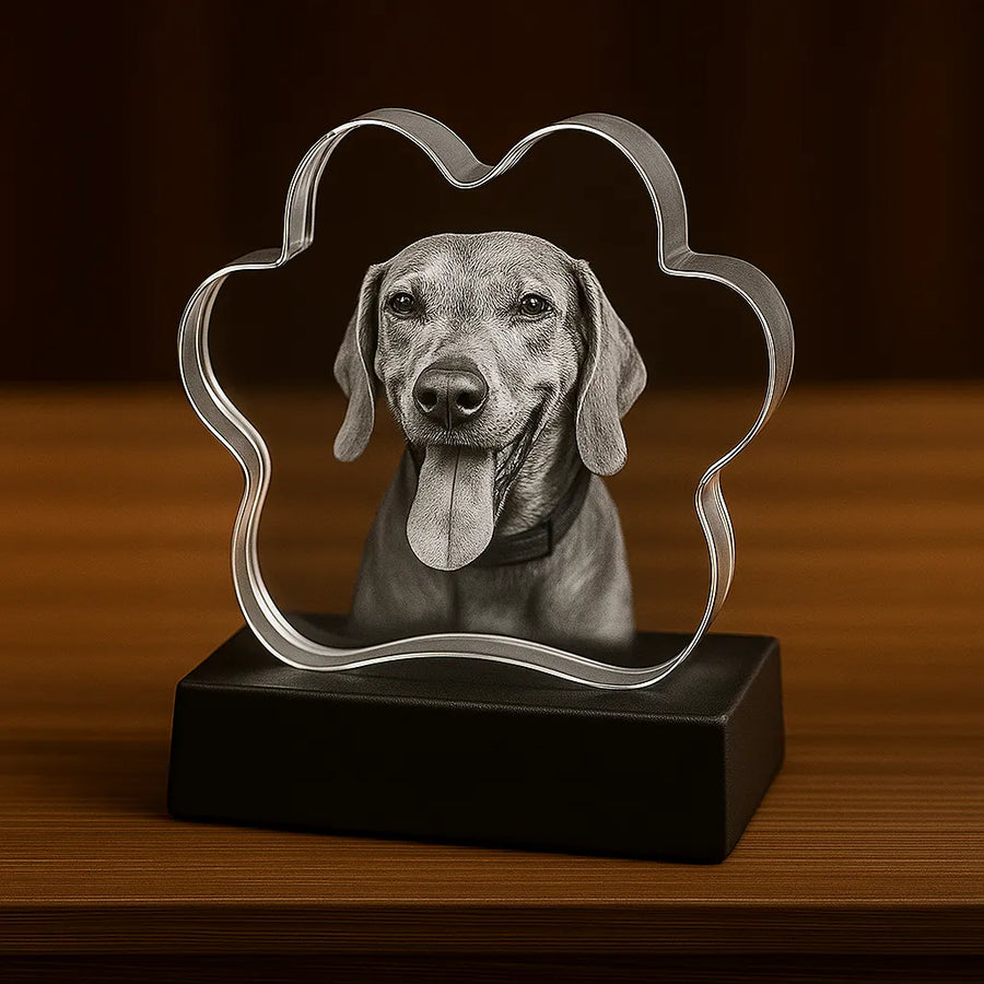 3D Pet Paw Crystal