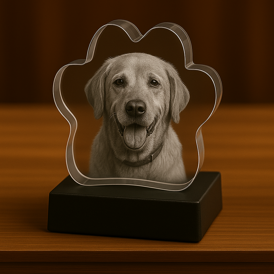 3D Pet Paw Crystal